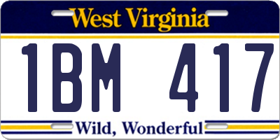 WV license plate 1BM417