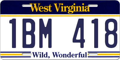 WV license plate 1BM418