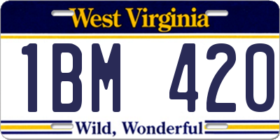WV license plate 1BM420