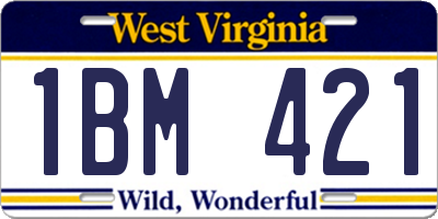WV license plate 1BM421