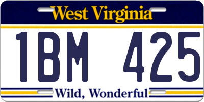 WV license plate 1BM425