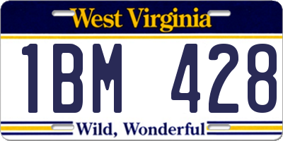 WV license plate 1BM428