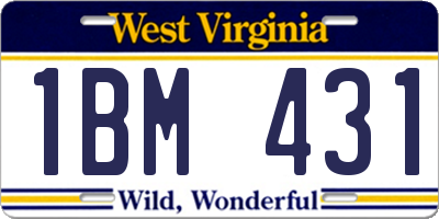 WV license plate 1BM431