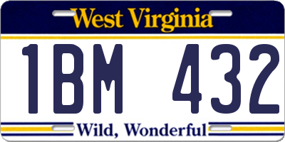 WV license plate 1BM432