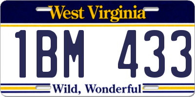 WV license plate 1BM433