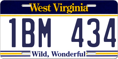 WV license plate 1BM434