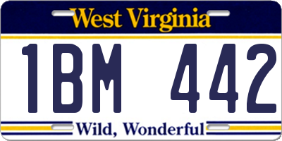 WV license plate 1BM442
