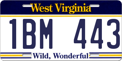 WV license plate 1BM443