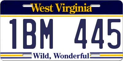 WV license plate 1BM445