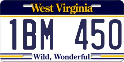 WV license plate 1BM450