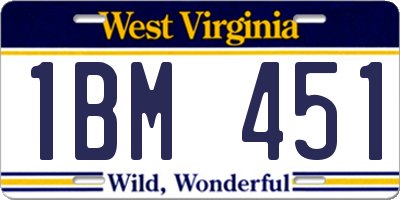 WV license plate 1BM451