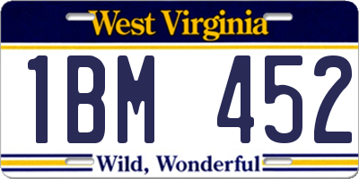 WV license plate 1BM452