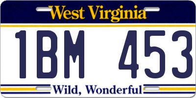 WV license plate 1BM453