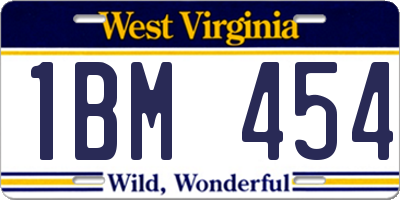 WV license plate 1BM454