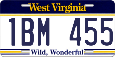 WV license plate 1BM455