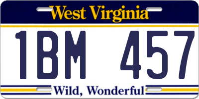 WV license plate 1BM457