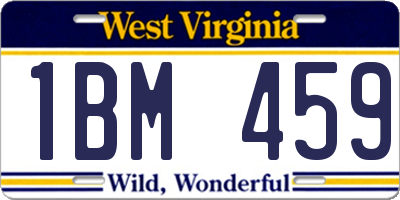 WV license plate 1BM459