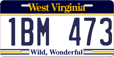 WV license plate 1BM473