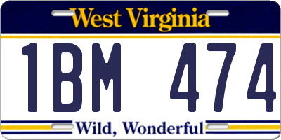 WV license plate 1BM474