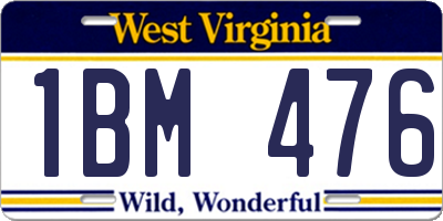WV license plate 1BM476