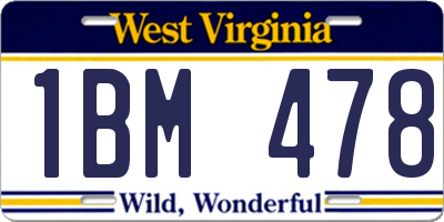 WV license plate 1BM478