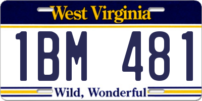 WV license plate 1BM481
