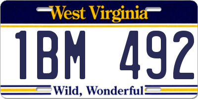 WV license plate 1BM492
