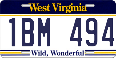 WV license plate 1BM494
