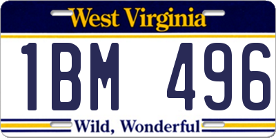 WV license plate 1BM496