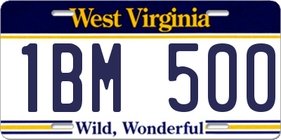 WV license plate 1BM500