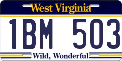 WV license plate 1BM503