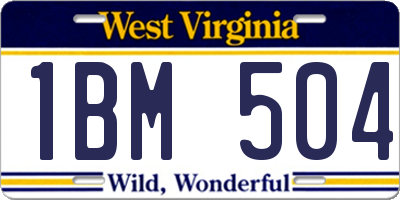 WV license plate 1BM504