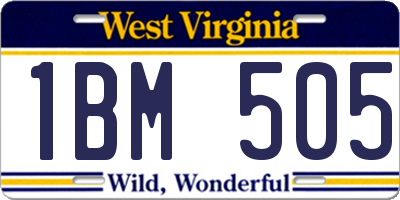 WV license plate 1BM505