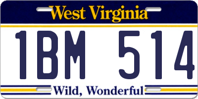 WV license plate 1BM514