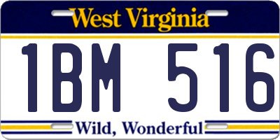 WV license plate 1BM516