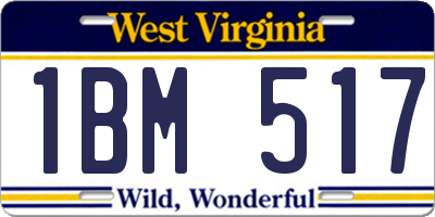 WV license plate 1BM517