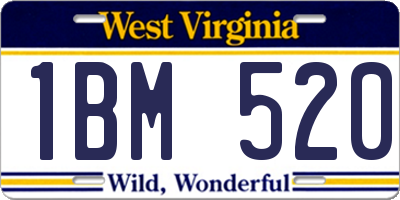 WV license plate 1BM520