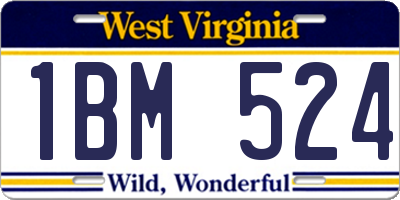 WV license plate 1BM524