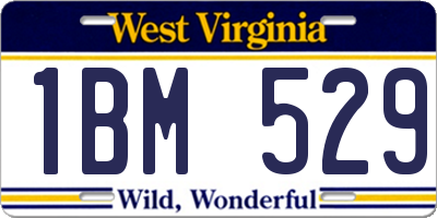 WV license plate 1BM529
