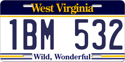 WV license plate 1BM532