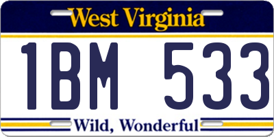 WV license plate 1BM533
