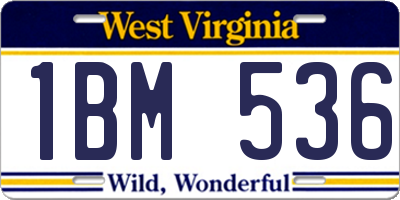 WV license plate 1BM536