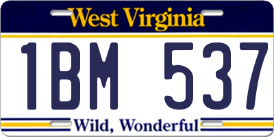 WV license plate 1BM537
