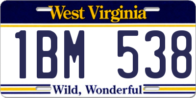 WV license plate 1BM538