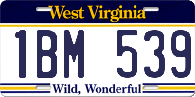 WV license plate 1BM539