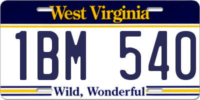 WV license plate 1BM540