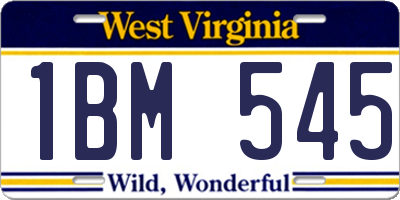 WV license plate 1BM545