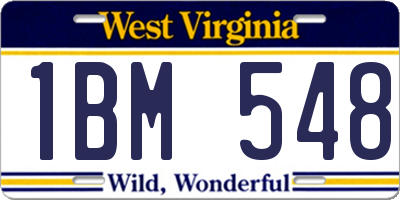 WV license plate 1BM548