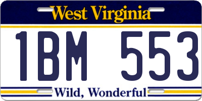 WV license plate 1BM553