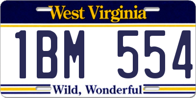 WV license plate 1BM554